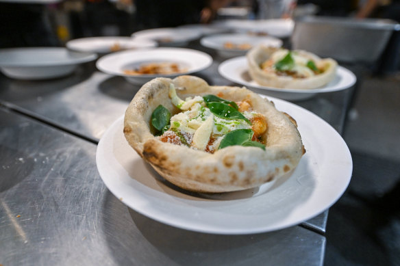 Gnocchi in a pizza bowl at Il Mercato Centrale.