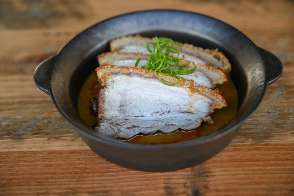 Crisp pork belly curry.