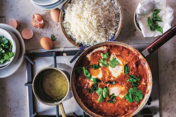 Nasi lemak-inspired baked eggs.