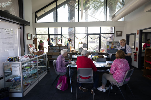 Locals come in for a catch-up.