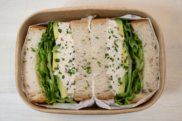 A chicken and avo sandwich.