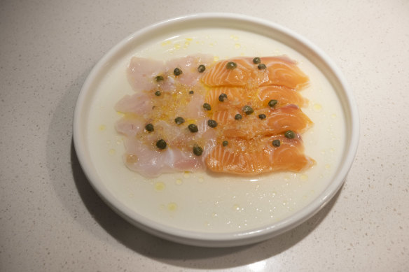 Salmon and snapper crudo.