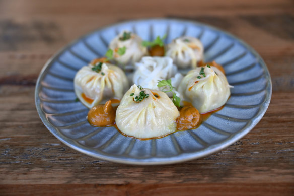 Pork momos with pickled fennel.