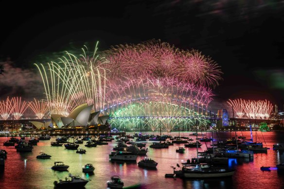 The bridge comes alive on New Years Eve.