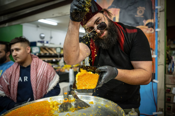 Albasha Knafeh &amp; Coffee adds a dash of Salt Bae-inspired showmanship to the traditional dessert.