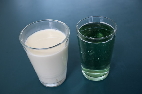 A glass of milk costs $1, or a glass of cordial 50¢.