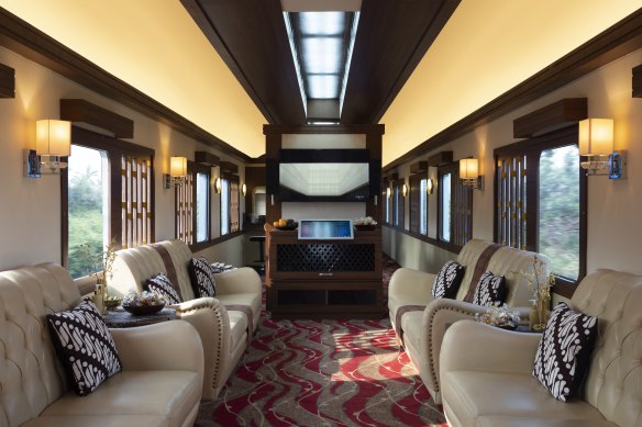 The carriage caters to a maximum of eight people occupying four couches in an open compartment.