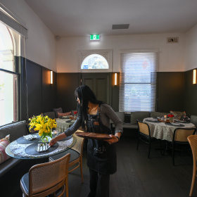 Inside the tiny five-table dining room.