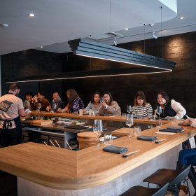 Inside the tiny omakase and chirashi bar.