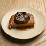 Molten cheese saganaki is served with jammy peppered figs. 