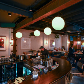 The dining room at  the craft brewery.