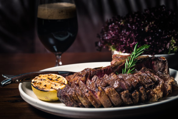 Riverina 1kg bistecca fiorentina with grilled lemon, garlic and rosemary oil.