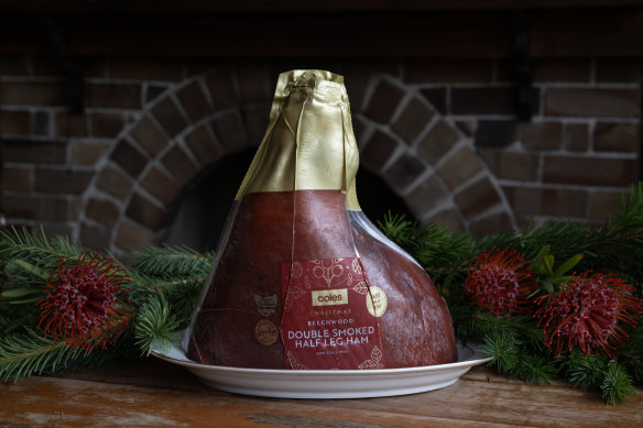 Coles Beechwood Double Smoked Half Leg Ham. 