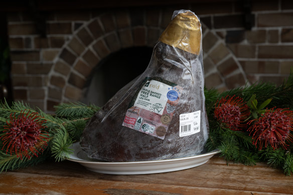 Woolworths Gold Triple Smoked Free Range Half Leg Ham.