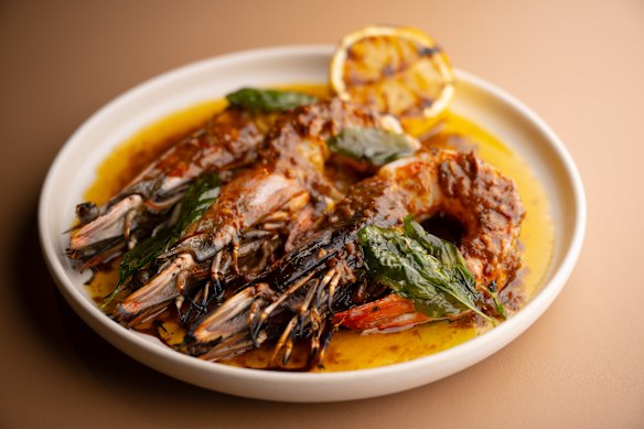 Grilled Skull Island prawns with XO butter.