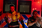 Paramedics work at the Wainwright Health Centre as injured military members are treated.
