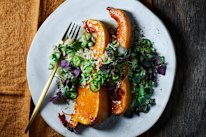An accidentally vegan roasted pumpkin and brown rice salad with a Japanese twist.