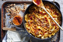 Romesco pasta with ricotta.