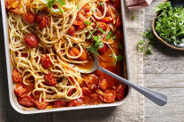 Sriracha, butter and roasted tomato noodles.