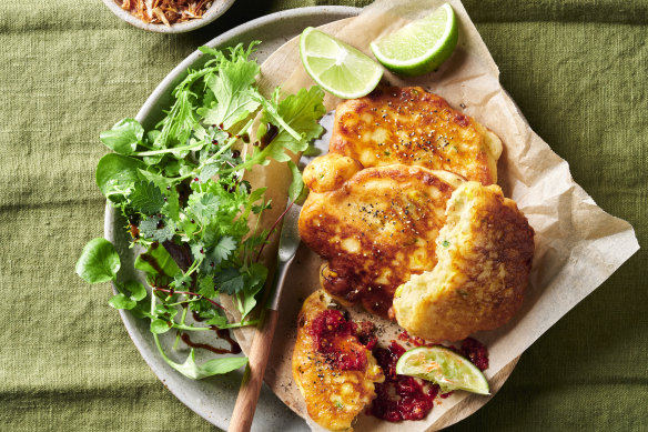 Indonesian corn and coconut fritters. 