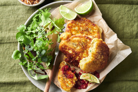 Indonesian corn and coconut fritters.