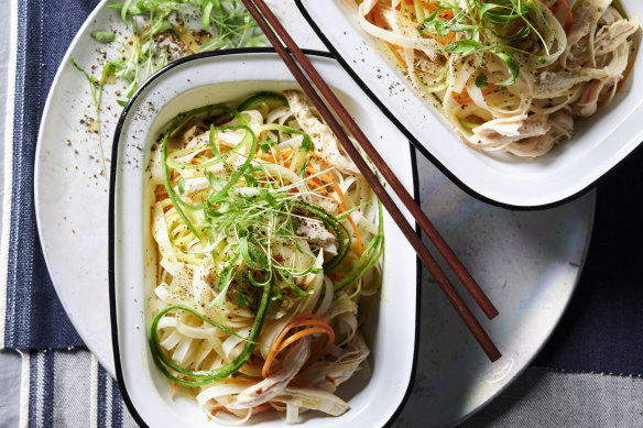 Coconut and turmeric chicken noodle salad.