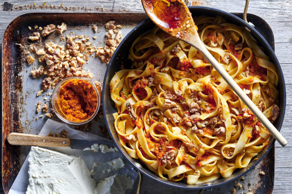 Using store-bought marinated capsicum means you can make this romesco sauce in minutes.