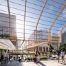 Proposed: John McAslan + Partners design proposal for Brisbane Central shows the station opened to the sky and the Anzac Square Building. Image: John McAlsan + Partners. Pic supplied 13/02/2026.