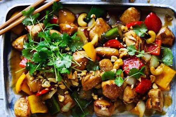 Chicken, cashew nut and capsicum stir-fry recipe.