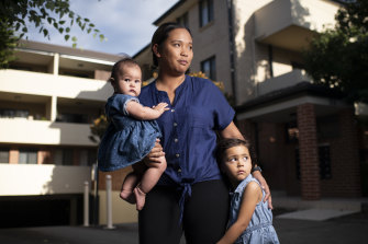 Monica Ward said living in their two-bedroom Penrith unit is already a tight fit with her two daughters, 7-month-old Reagan and 4-year-old Harley.