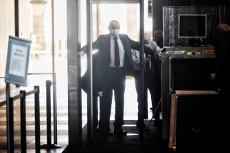 Chris Dawson arrives at the NSW Supreme Court on Monday for the second day of his trial.