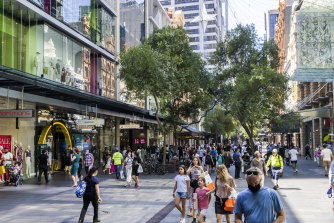 Shoppers at Pitt Street Mall in Sydney’s CBD.