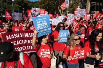 Teachers rallied in Hyde Park on Wednesday. 