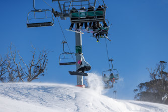 The lifts at Thredbo on the season's opening day. 