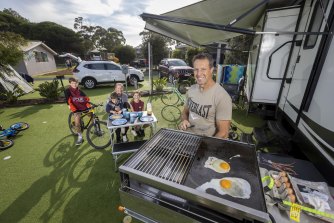 The Osborne family enjoy their Easter weekend at a buzzing Queenscliff campsite. 