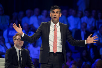 Rishi Sunak speaks during the second Conservative party membership hustings.
