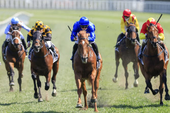 Paulele clears out in the Roman Consul Stakes at Randwick on Saturday.