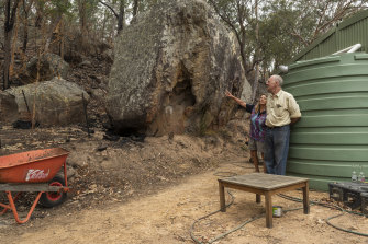 The fire came within metres of the main house on Leanne King and Phil Sheppard's property in the Hunter Valley. 