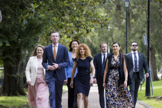 NSW Premier Dominic Perrottet with new members of cabinet in December 2021.