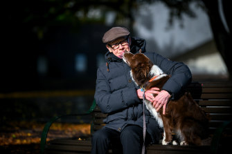 Leon Wiegard with his dog Allen in Carlton around the corner from a proposed dog park at Murchison Square.