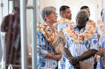 Foreign Minister Penny Wong met with Solomon Islands Prime Minister Manasseh Sogavare at the leaders’ forum in Suva, Fiji. 