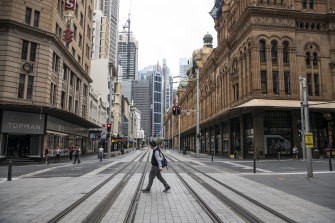 Sydney's George Street was almost empty in April 2020.