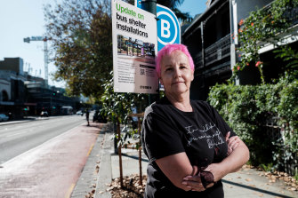 Darlinghurst resident Jane Devine is frustrated at the slow installation of new bus shelters.