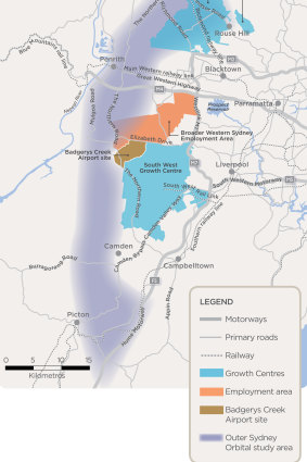 Outer Sydney Orbital - Planning for Sydney’s future map from Transport NSW document