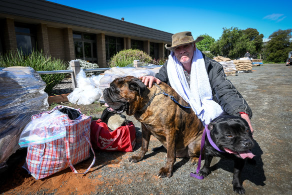 Murchison resident Troy Leay and his two dogs had to be evacuated from their home.