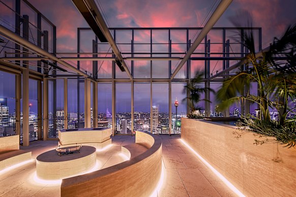 Standout property features include a private sky terrace with knockout Sydney Harbour views.