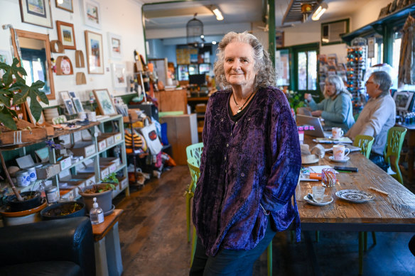 Jill Miller, the chair of the Pomonal Progress Association, in the town store and cafe.