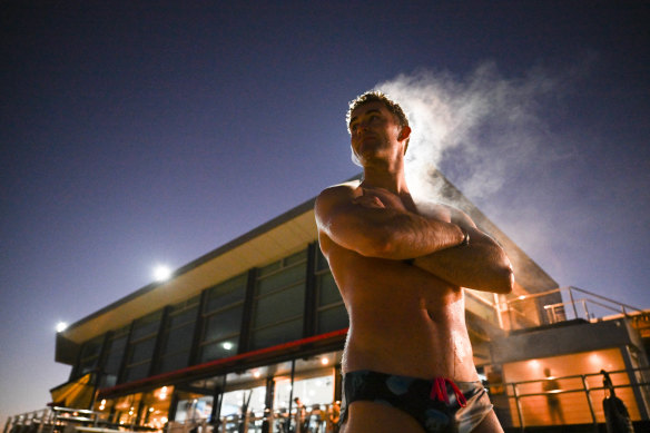 Brighton East resident Tom Pirola braves the cold throughout winter for a morning dip with workmates.