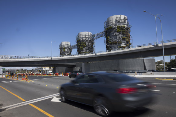 Three emission stacks for the underground motorway interchange at Rozelle.