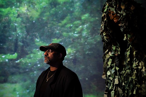 Christopher Kulendran Thomas with his work The Finesse. 